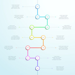 Poster - 12 point colorful vertical 3d time line infographic