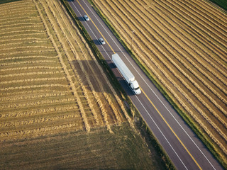 Wall Mural - 18 wheeler semi truck aerial view