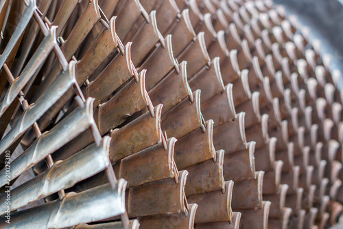 Fotografie, Obraz turbine rotor with blades and propellers as turboprop and gas turbine engine