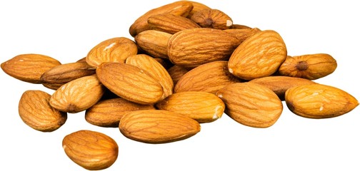 Canvas Print - Pile of almonds isolated on a white background