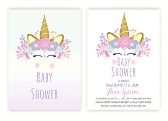 Unicorn floral unicorn decor card baby shower.