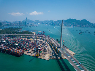 Canvas Print - Terminal container port in Hong Kong