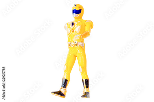 Cuadros en Lienzo Robot Toys Yellow isolated white background