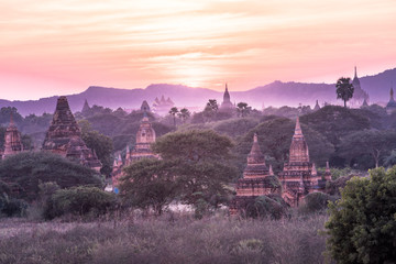 Buddha temple in the sunset dawn