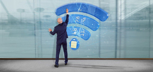 Poster - Man holding a contactless credit card payment concept 3d rendering