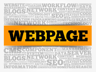Poster - Webpage word cloud collage, technology business concept background