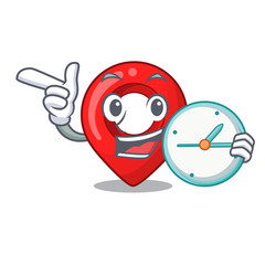 Poster - With clock navigation pin location map character cartoon