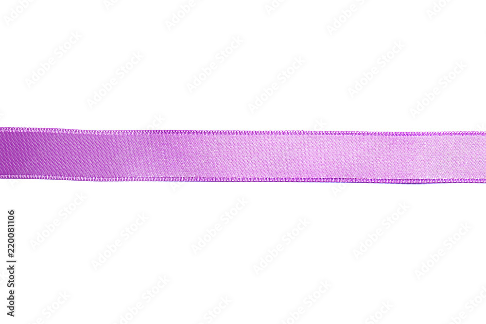Purple satin ribbon on white background