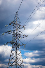 High voltage post. High voltage tower sky background. Electricity is the major energy of the world.