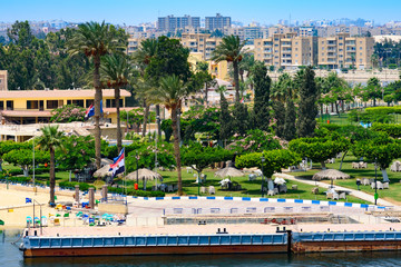 Ismailia, Egypt from ship passing Suez Canal