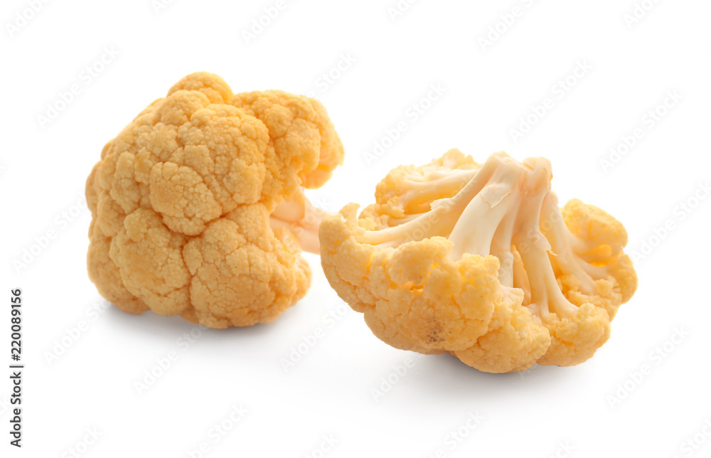 Yellow cauliflower on white background