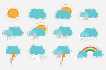 different colorful pictures of weather for children, fun education game for kids, preschool activity