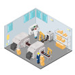 © grimgram - Isometric Factory InteriorVector production line manufacturing infographic.
