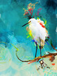 © Archan Nair - Beautiful white bird with teal background painted
