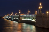 Fototapeta Paryż - Troitsky bridge at night, Saint Petersburg, Russia