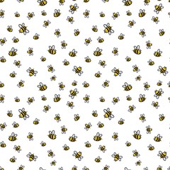 Wall Mural - Cute seamless bee pattern vector