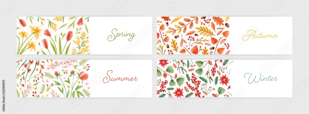 Photo Art Print Collection Of Seasonal Horizontal Banner
