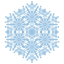 Round Snowflake. Abstract Winter Ornament. Fine Blue Snowflake