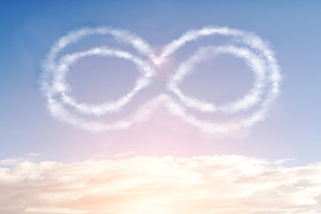 Poster - white infinity sign from the clouds against a blue sky