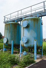 Municipal aqueduct in light blue metal