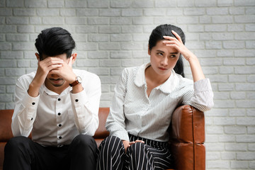 Men and women Asian couples are having a sexual relationship problem. Cause stress in everyday life. It is a social problem that happens to people at the moment. Which should find a psychiatrist