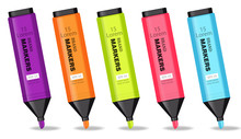 Colorful Markers Set Vector Realistic. 3d Detailed Illustrations