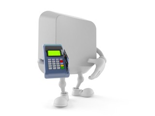 Canvas Print - Computer key character holding credit card reader