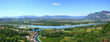 vue panoramique sur Chanaz, le canal de Savières, le Rhône et le Grand Colombier