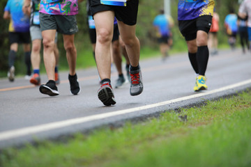 Wall Mural - Group of people running race marathon