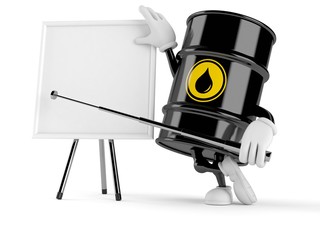 Canvas Print - Oil barrel character with blank whiteboard