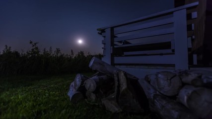 Night sky with full moon - motion time lapse 