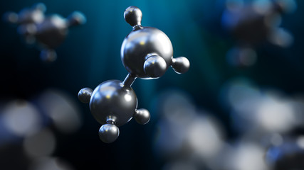 Wall Mural - 3d illustration of abstract silver metal molecule background
