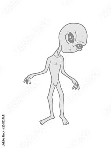 Alien Ausserirdischer Weltall Ufo Weltraum Besucher Grau Grey Grusselig Entfuhren Monster Bose Comic Cartoon Clipart Horror Halloween Stock Illustration Adobe Stock