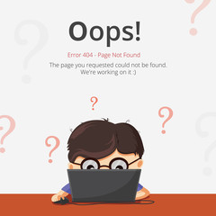 Poster - Error 404 page layout vector design. Website 404 page creative concept. The page you requested could not be found. Oops 404 error page.