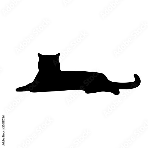 Silhouette Of A Cat Lying On A White Background Cat Vector Icon Stock