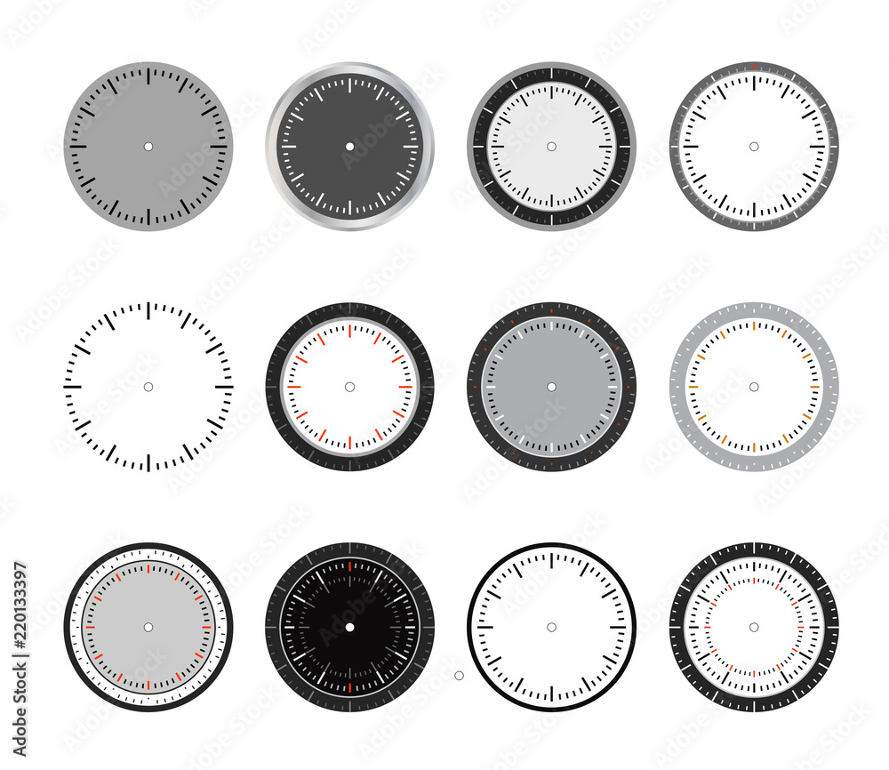 Clock Mode Pattern Clock face set time pattern modern isolated decoration vector design ...