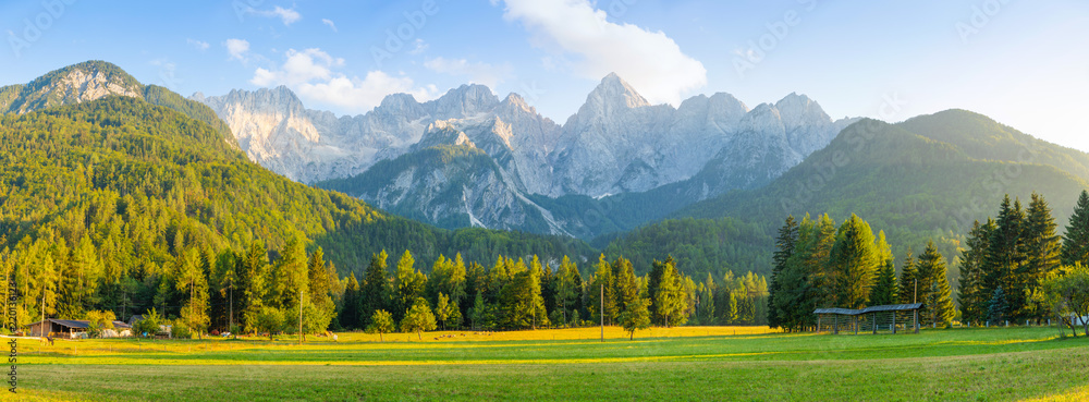 Mountain landscape next to Kranjska Gora in Slovenia - obrazy, fototapety, plakaty 