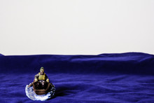 Figurine Of Old Man Alone In A Small Rowboat Paddling On The High Sea With Room For Copy