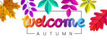 Welcome Autumn Background With Beautiful Color Leaves.