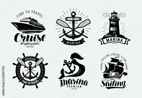 Fotografía Marina, sailing, cruise logo or label