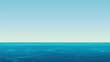Vector Realistic cartoon vector empty blue ocean sea and sky landscape.