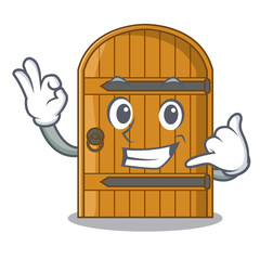 Sticker - Call me vintage wooden door on mascot cartoon