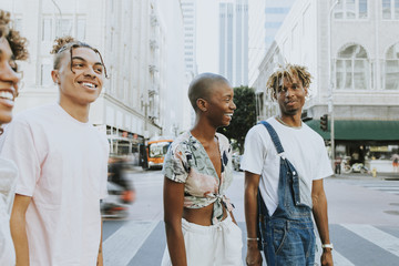 Friends hanging out in downtown LA