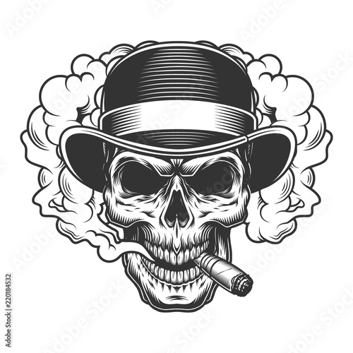 Skull in smoke cloud