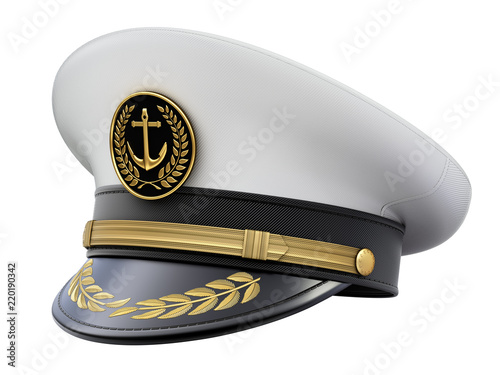 Cuadros en Lienzo Navy captain hat isolated on white background