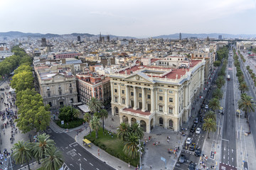 Barcelona sky views from colon columbus statue