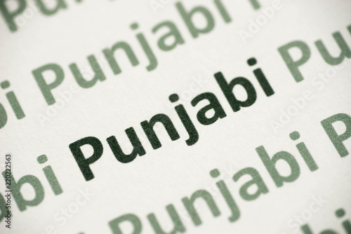 Fotografia, Obraz word Punjabi language printed on paper macro