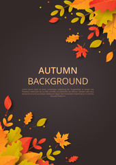 Wall Mural - autumn background with leaves. can be used for poster, banner, flyer, invitation, website or greetin
