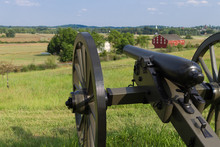 Cannon Overlooking A Farm At Gettysburg PA