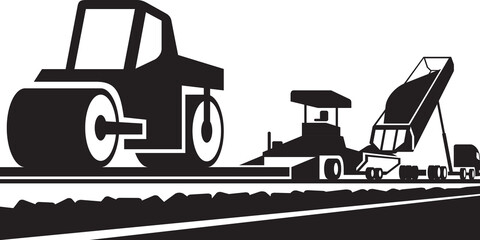 Wall Mural - Laying an asphalt pavement on a road - vector illustration